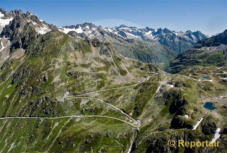 Foto: Der Sustenpass Westseite BE. (Luftaufnahme von Niklaus Wächter)